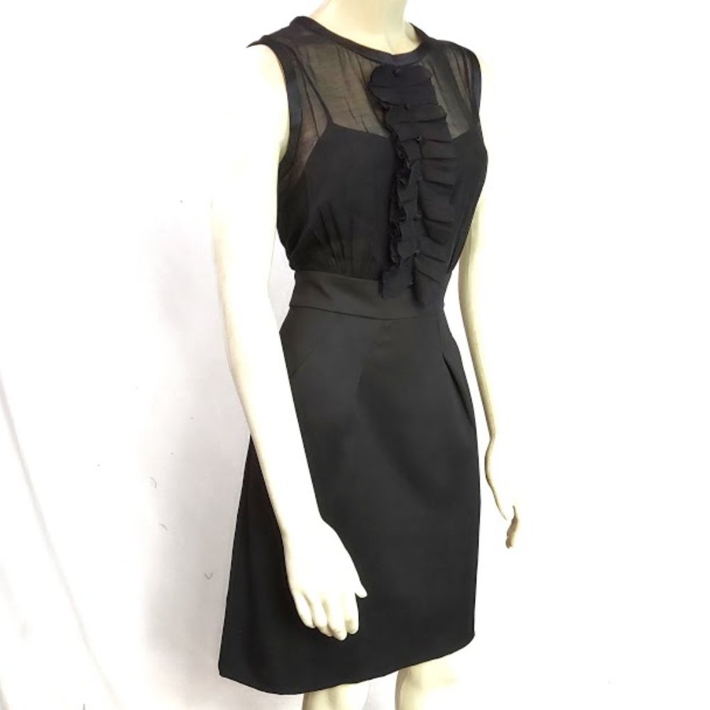 Bcbgmaxazria Tux Ruffle Front Sheer Sheath Dress 4 - image 2
